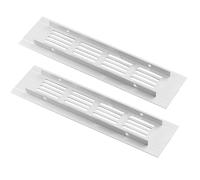 ZESLIV Lot de 2 grilles d'aération rectangulaires en aluminium blanc pour armoire de cuisine, armoire à chaussures et penderie, 50 mm x 200 mm