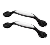 ZESLIV Lot de 2 poignées de meuble - En céramique - Espacement des trous : 96 mm - Pour armoires de cuisine, tiroirs - Noir