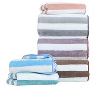 ZESLIV Lot de 2 serviettes 35 x 75 cm - Serviette de bain rayée - Serviette de plage - Serviette de sauna - Serviette d'invité - Café