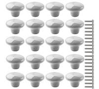 ZESLIV Lot de 20 Bouton de Meuble en céramique 38mm Gris Ronde Boutons de Portes pour Placards, Tiroir et Armoire