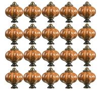 ZESLIV Lot de 20 Bouton de Meuble en céramique citrouille 33mm brun clair Ronde Boutons de Portes pour Placards, Tiroir et Armoire