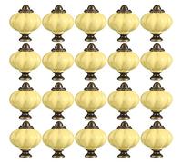 ZESLIV Lot de 20 Bouton de Meuble en céramique citrouille 33mm Jaune Ronde Boutons de Portes pour Placards, Tiroir et Armoire