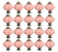 ZESLIV Lot de 20 Bouton de Meuble en céramique citrouille 33mm rose Ronde Boutons de Portes pour Placards, Tiroir et Armoire