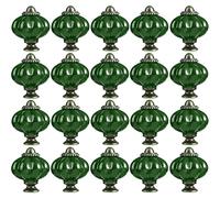 ZESLIV Lot de 20 Bouton de Meuble en céramique citrouille 33mm Vert foncé Ronde Boutons de Portes pour Placards, Tiroir et Armoire