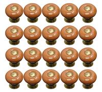 ZESLIV Lot de 20 boutons d'armoire pour commode, 26 mm, marron, en céramique, poignée de tiroir, poignée de meuble antique, pour chambre d'enfant