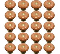ZESLIV Lot de 20 boutons d'armoire pour commode, 32 mm, marron, en céramique, poignée de tiroir, poignée de meuble antique, pour chambre d'enfant