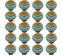 ZESLIV Lot de 20 boutons de meuble en céramique - Style antique - Motif léopard - Pour tiroir, porte d'armoire, chambre d'enfant