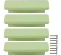 ZESLIV Lot de 4 poignées de meuble en bois - Espacement entre les trous : 64 mm - Vert - Avec vis - Pour chambre d'enfant, penderie