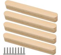 ZESLIV Lot de 4 poignées de meuble en bois massif - Distance entre les trous de perçage : 192 mm - Pour armoire de cuisine, tiroir et commode