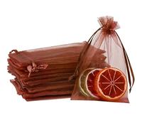 ZESLIV Lot de 50 sachets en organza marron - 10 x 15 cm - Pour bijoux de mariage