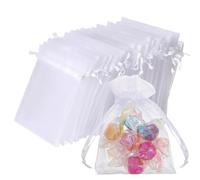 ZESLIV Lot de 50 sachets en organza pour bijoux de mariage - Blanc - 17 x 23 cm - Sachets cadeaux pour bonbons