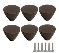 ZESLIV Lot de 6 boutons de meuble en alliage de zinc Bouton de tiroir Bouton de porte d'armoire 30 mm Bouton de meuble pour chambre d'enfant Marron