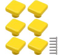 ZESLIV Lot de 6 boutons de meubles en céramique - Boutons de tiroir - Boutons de porte d'armoire - Boutons en céramique - Pour chambre d'enfant - Jaune