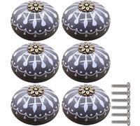 ZESLIV Lot de 6 boutons de meubles pour commode, boutons d'armoire en céramique, boutons de tiroir, poignée de meuble pour chambre d'enfant, gris