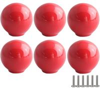 ZESLIV Lot de 6 boutons de meubles ronds en céramique - 27 mm - Pour chambre d'enfant - Rouge