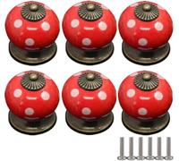 ZESLIV Lot de 6 boutons de meubles ronds en céramique - Bouton de tiroir - Bouton de porte d'armoire - Bouton de meuble pour chambre d'enfant - Rouge