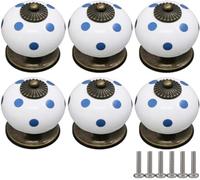 ZESLIV Lot de 6 boutons de meubles ronds en céramique - Bouton de tiroir - Bouton de porte d'armoire - Bouton de meuble pour chambre d'enfant - Blanc