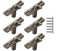 ZESLIV Lot de 6 boutons de meubles vintage en forme de T, à un trou, pour armoire, tiroir et commode