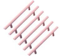 ZESLIV Lot de 6 poignées de meuble en T - Rose - Distance entre les trous : 160 mm - Pour chambre d'enfant, armoire de cuisine, tiroir et commode