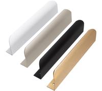 ZESLIV Lot de 6 poignées de meubles cachées - En aluminium - Espacement des trous : 64 mm - Gris clair - Pour armoire, porte, tiroirs