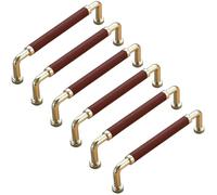 ZESLIV Lot de 6 poignées en cuir pour meubles - Rouge - Espacement des trous : 96 mm - Convient pour chambre d'enfant, commodes avec vis, armoires à chaussures