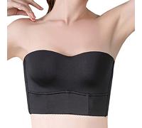 ZESLIV Soutien-gorge bandeau sans armatures pour femme - Soutien-gorge bandeau sans coutures - Soutien-gorge à bonnets pleins, Noir , 110D