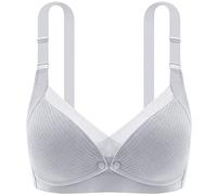 ZESLIV Soutien-gorge d'allaitement sans coutures pour femme - Fermeture avant en coton - Soutien-gorge de grossesse sans armatures, gris, 90C