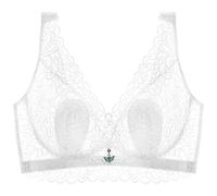 ZESLIV Soutien-gorge minimiseur pour femme avec armatures - Grandes tailles - Soutien-gorge non doublé à bonnets pleins - Dentelle - Bustier push-up - Bretelles larges, Blanc., 105E