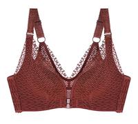 ZESLIV Soutien-gorge pour femme avec fermeture avant sans armatures 75B - Noir - Grandes tailles - Bustier en dentelle - Strass, Couleur : caramel, 110C