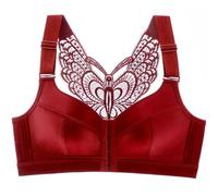 ZESLIV Soutien-gorge push-up pour femme - Fermeture avant - Sans armatures - Beige - Grandes tailles - Sans doublure - Bralette - Bien-être, rouge bordeaux, 95C