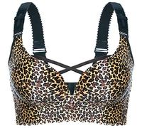 ZESLIV Soutien-gorge sans armatures pour femme - Grandes tailles - Soutien-gorge push-up - Soutien-gorge à bonnets pleins - Bretelles larges, Motif léopard, 115E