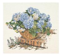 Zestaw do haftu krzyżykowego Thea Gouverneur "Blue Hydrangea II Aida", 44x39cm