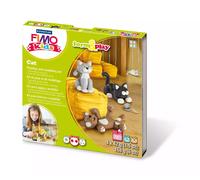Staedtler Pâte polymère FIMO Kids 8034 Form&Play – Chats, lot 4 blocs, autocollants et outils
