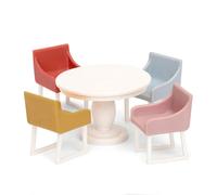 Ensemble Table à Manger Lundby Basic + 4 Chaises Maison de Poupées