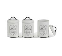 Maestro Boîtes de conservation en métal Maestro Paris Lot de 3 Ø11,3×18,5 cm Blanc/Noir