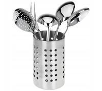 Zestaw przyborów kuchennych na stojaku stalowe 6 elementów srebrne