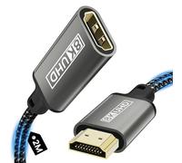 Zestiq Câble d'extension HDMI, Câble d'extension HDMI 8K Mâle vers Femelle 48 Gbps UHD HDR Arc 3D Compatible avec TV Stick, Roku, Blu-Ray, Xbox, PS5, HDTV, Ordinateur Portable - 2 m
