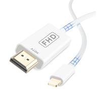 Zestiq Câble Lightning vers HDMI 2M, Câble HDMI pour iPhone vers TV, Adaptateur Lightning vers AV Numérique 1080p Compatible avec iPhone 14/13/12/11 Pro Max vers TV, Projecteur ou Moniteur