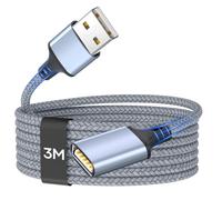 Zestiq Câble Rallonge USB 2.0, Câble Extension USB Mâle A vers Femelle A Compatible avec Hubs, Imprimantes, Lecteurs de Cartes, Manette PS4/PS5/Xbox, Scanners - 3M