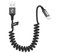 Zestiq Câble USB C Spiralé, 【0.4M-0.9M】Câble USB C Charge Rapide Rétractable pour Carplay, Android Auto Cable Type C Compatible avec iPhone 17, 16, 15, iPad, Samsung Galaxy, Google Pixel, Xiaomi-Noir