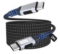 Zestiq Câble USB-C vers USB-C 2M, Cordon de Transfert de Données Type-C 20Gbps, Charge Rapide PD 240W, Vidéo 4K@60Hz Compatible avec Thunderbolt 3/4, MacBook, iPad Pro, Samsung S24, SSD, Moniteur