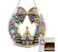 Zestivra 230g Pearl Art DIY Kit Sparkling Rhinestones Door Decoration | 230g with LED String Light Christmas Wreath Pearl Kit for Adult Beginner Home Wall Bookshelf Living Room Shop Window Mantle