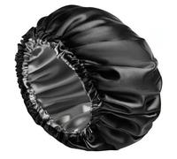 Zestivra Bonnet de douche réglable à double couche - Bonnet de nuit réglable - Double couche, agrandi et réglable - Bonnet de douche noir imperméable