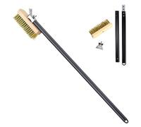 Zestivra Brosse à four à pizza avec grattoir, brosse à four à pizza avec long manche et grattoir en poils en laiton, brosse à pizza pour four à pizza