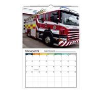 Zestivra Calendrier mural 2026 sur 12 mois, calendrier décoratif en forme de camion de pompiers, reliure à colorée, planificateur d'horaire décoratif pour chambre à coucher, appartement, lieu