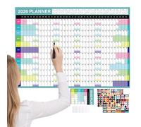 Zestivra Calendrier mural - Planificateur annuel 2026 - Poster mural avec 365 jours - Décoration avec autocollants pour rendez-vous, anniversaires, vie quotidienne, bureau, salon, salle de classe
