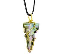 Zestivra Collier en de bismuth naturel - bijoux de pendentif en pierre de pierre verte unique | Reiki du chakra quartz en pierre filant filant enveloppé pour l'équilibre énergétique et le bien