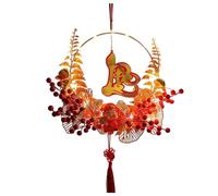 Zestivra Couronne de Lune vietnamienne - Décoration de Printemps Rouge et dorée pour la Maison, Le Nouvel an Traditionnel comme décoration Murale - Décoration de fête pour Les