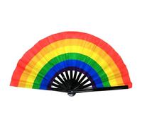 Zestivra Éventail pliable - Éventail à main arc-en-ciel | Grand éventail pliant en bambou coloré Accessoire de festival pour spectacles de danse, défilé, concert, costume de fête, club, procession