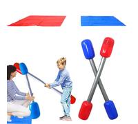 Zestivra Jeu de combat gonflable - Kit de gladiateurs d'extérieur, jeu parent-enfant | Jeu actif pour jardin, fête, loisirs, jeu de duel compétitif avec bâtons et tapis pour s'amuser en équipe